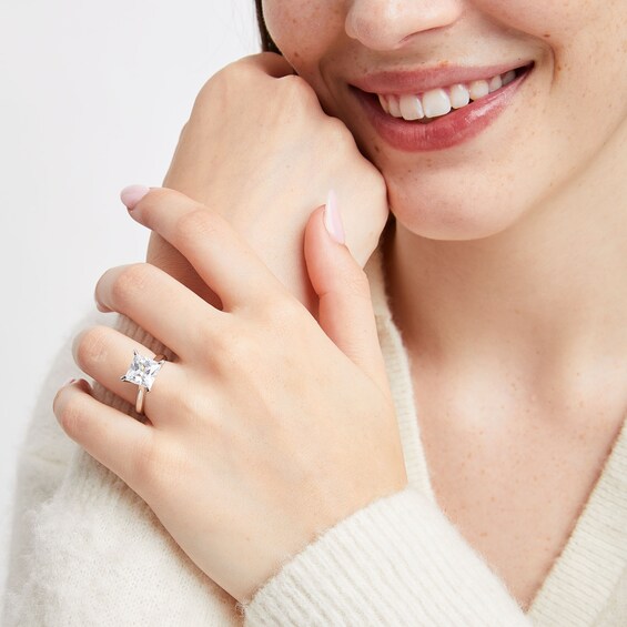 4 CT. Certified Princess-Cut Lab-Grown Diamond Solitaire Engagement Ring in 14K White Gold (I/Si2)