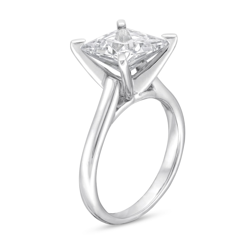 Main Image 4 of 4 CT. Certified Princess-Cut Lab-Grown Diamond Solitaire Engagement Ring in 14K White Gold (I/SI2)