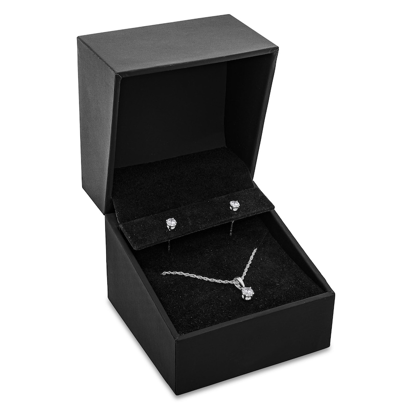Main Image 5 of 1/2 CT. T.W. Certified Lab-Grown Diamond Solitaire Pendant and Stud Earrings Set in 14K White Gold (F/VS2)