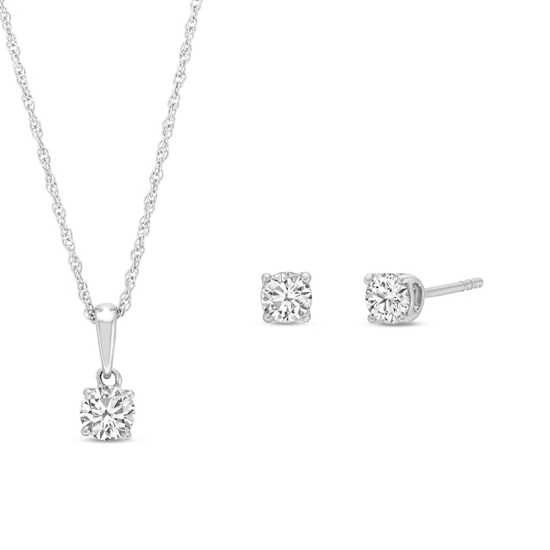 Main Image 1 of 1 CT. T.W. Certified Lab-Grown Diamond Solitaire Pendant and Stud Earrings Set in 14K White Gold (F/VS2)