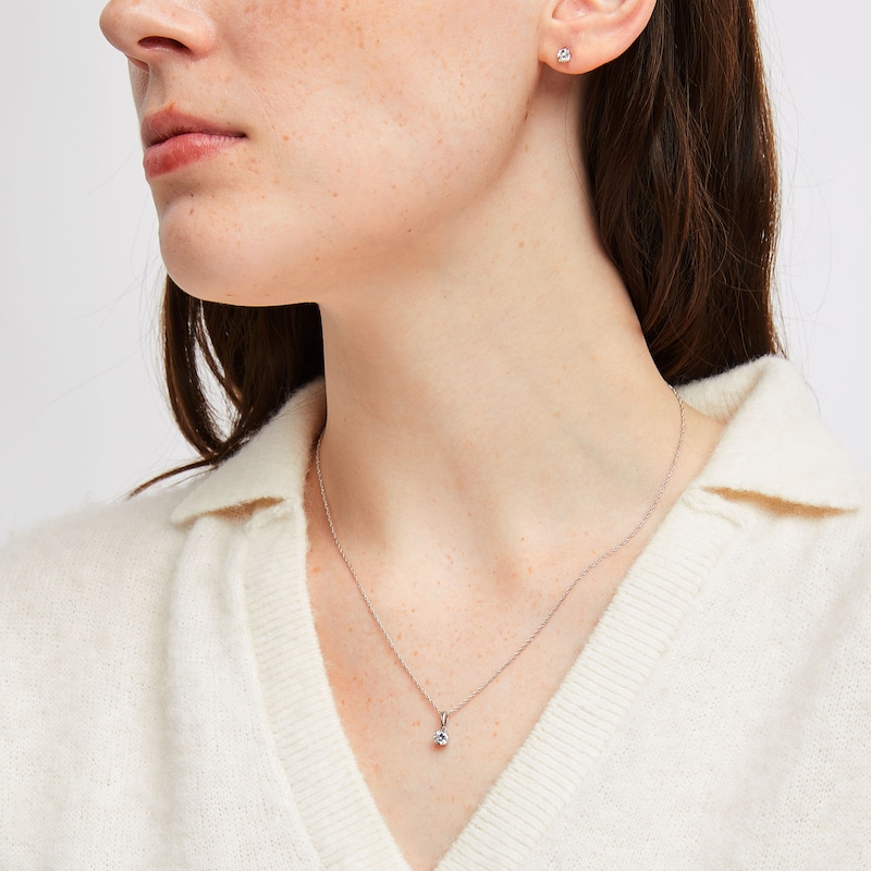 Main Image 2 of 1 CT. T.W. Certified Lab-Grown Diamond Solitaire Pendant and Stud Earrings Set in 14K White Gold (F/VS2)