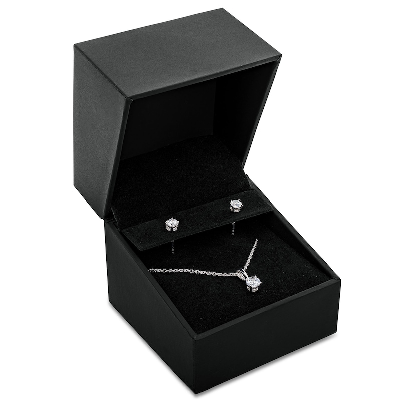 Main Image 5 of 1 CT. T.W. Certified Lab-Grown Diamond Solitaire Pendant and Stud Earrings Set in 14K White Gold (F/VS2)