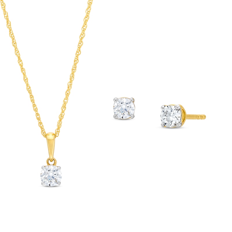 Main Image 1 of 1 CT. T.W. Certified Lab-Grown Diamond Solitaire Pendant and Stud Earrings Set in 14K Gold (F/VS2)