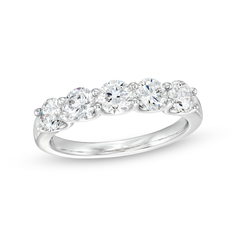 Main Image 1 of 1-1/2 CT. T.W. Lab-Grown Diamond Five Stone Band in 10K White Gold (I/SI2)