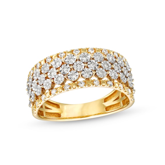 1/4 CT. T.w. Diamond Edge Multi-Row Band in 10K Gold