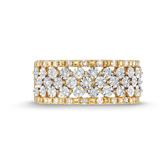 1/4 CT. T.w. Diamond Edge Multi-Row Band in 10K Gold