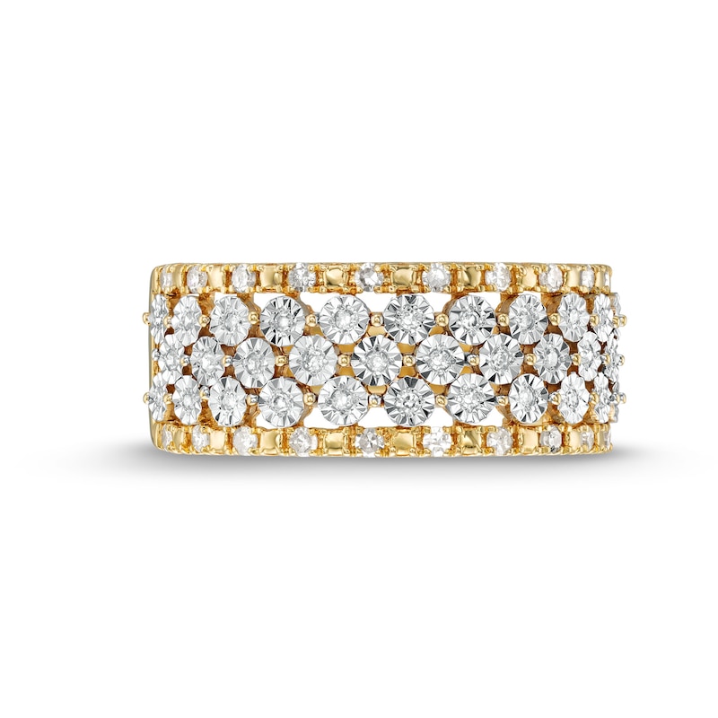Main Image 4 of 1/4 CT. T.W. Diamond Edge Multi-Row Band in 10K Gold