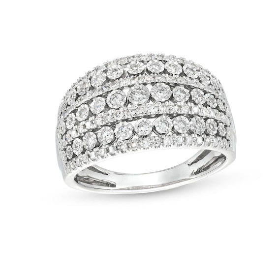 1/2 CT. T.w. Diamond Edge Multi-Row Band in 10K White Gold