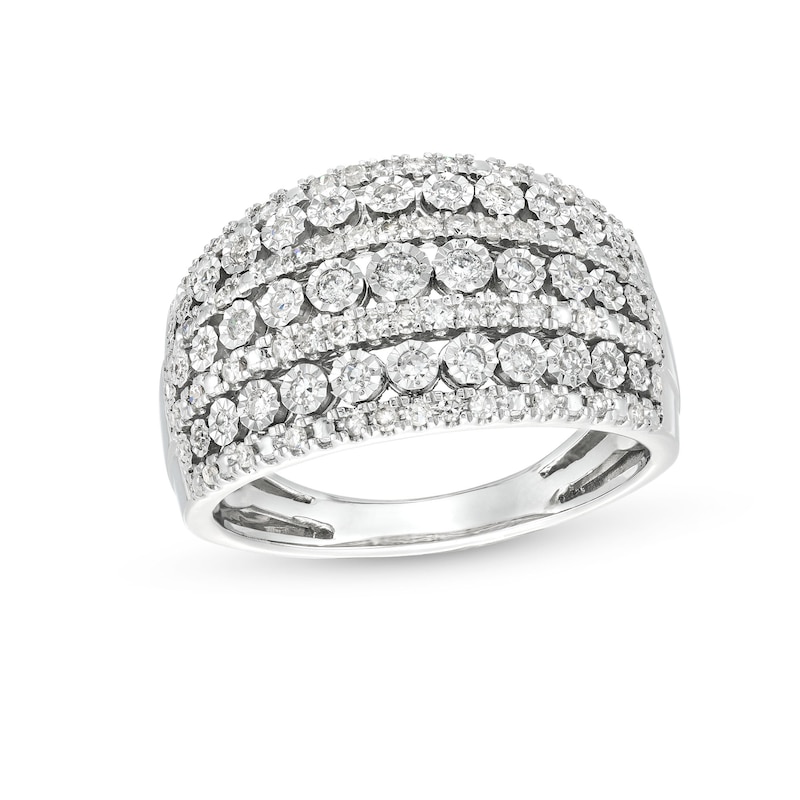 Main Image 1 of 1/2 CT. T.W. Diamond Edge Multi-Row Band in 10K White Gold