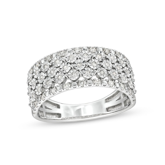 1/4 CT. T.w. Diamond Edge Multi-Row Band in 10K White Gold