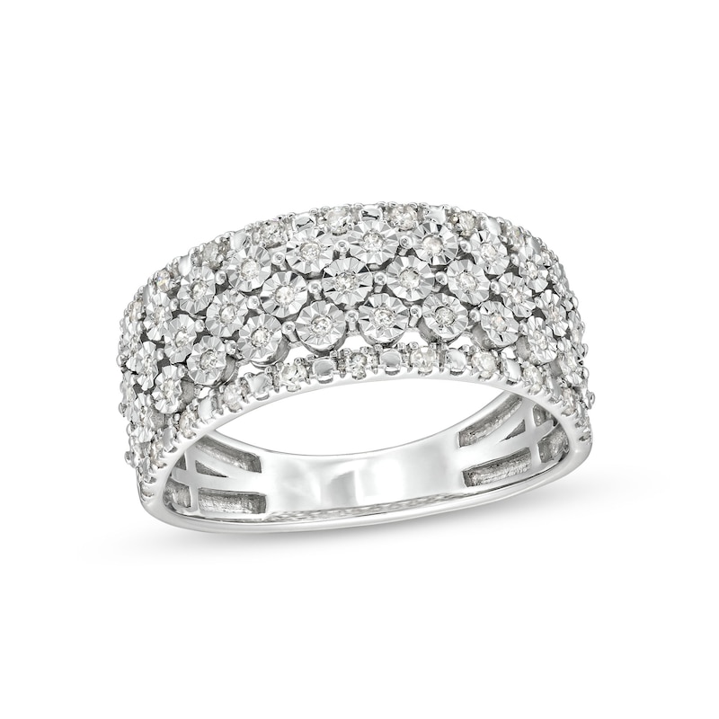 Main Image 1 of 1/4 CT. T.W. Diamond Edge Multi-Row Band in 10K White Gold