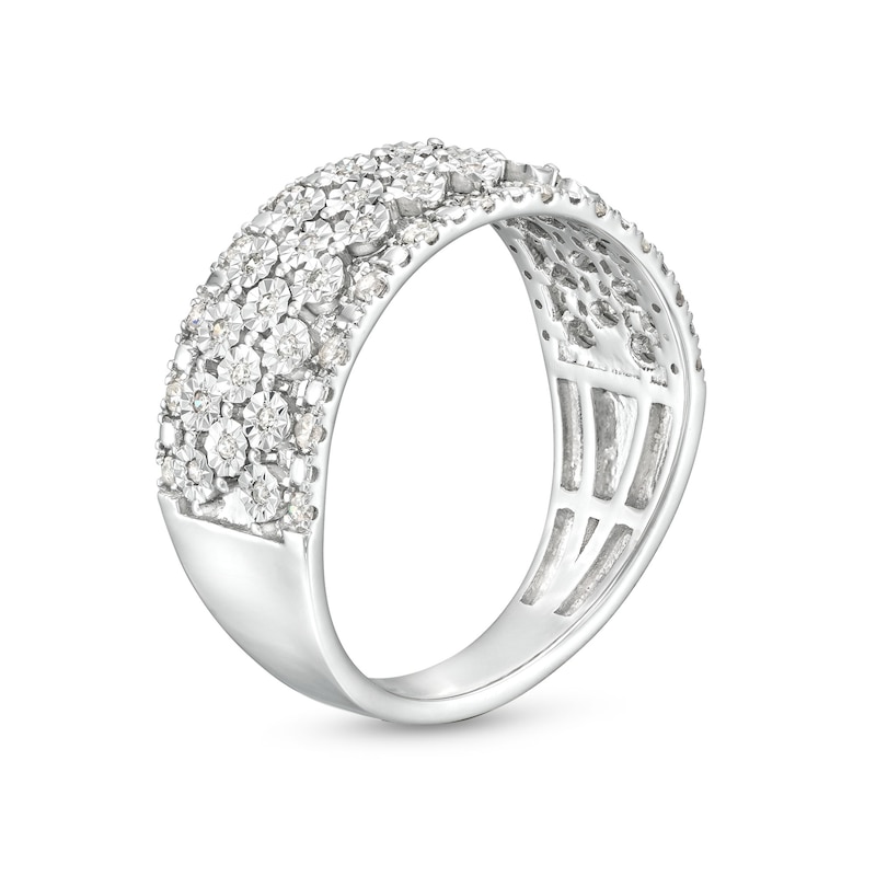 Main Image 3 of 1/4 CT. T.W. Diamond Edge Multi-Row Band in 10K White Gold
