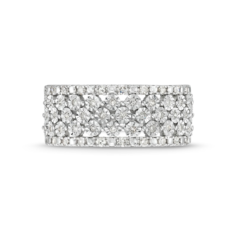 Main Image 4 of 1/4 CT. T.W. Diamond Edge Multi-Row Band in 10K White Gold