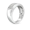 Thumbnail Image 2 of Men's 1/5 CT. T.W. Diamond Double Row Wedding Band in 10K White Gold