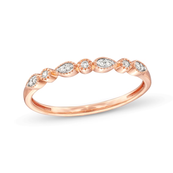 1/20 CT. T.w. Diamond Teardrops Stackable Band in 10K Rose Gold