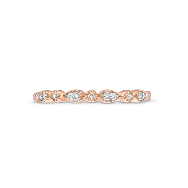 Main Image 4 of 1/20 CT. T.W. Diamond Teardrops Stackable Band in 10K Rose Gold