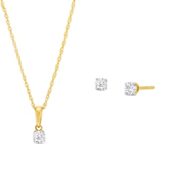 1/2 CT. T.W. Certified Lab-Grown Diamond Solitaire Pendant and Stud Earrings Set in 14K Gold (F/VS2)