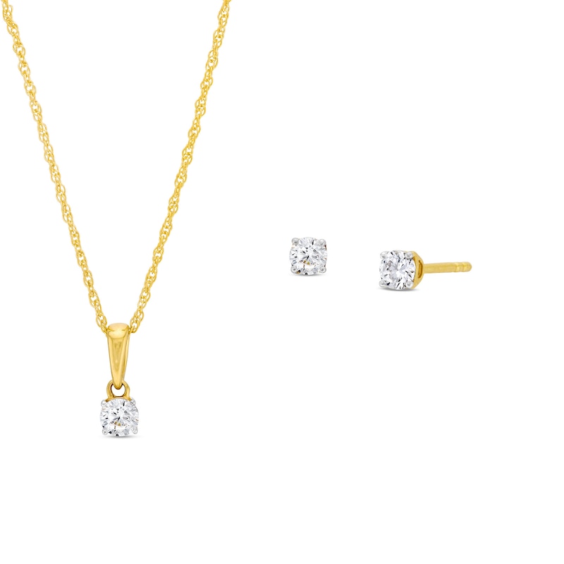 Main Image 1 of 1/2 CT. T.W. Certified Lab-Grown Diamond Solitaire Pendant and Stud Earrings Set in 14K Gold (F/VS2)