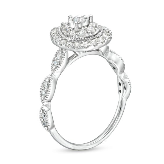 1/2 CT. T.w. Pear Multi-Diamond Teardrop Frame Ring in 10K White Gold