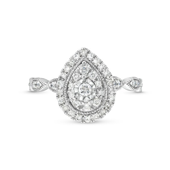1/2 CT. T.w. Pear Multi-Diamond Teardrop Frame Ring in 10K White Gold