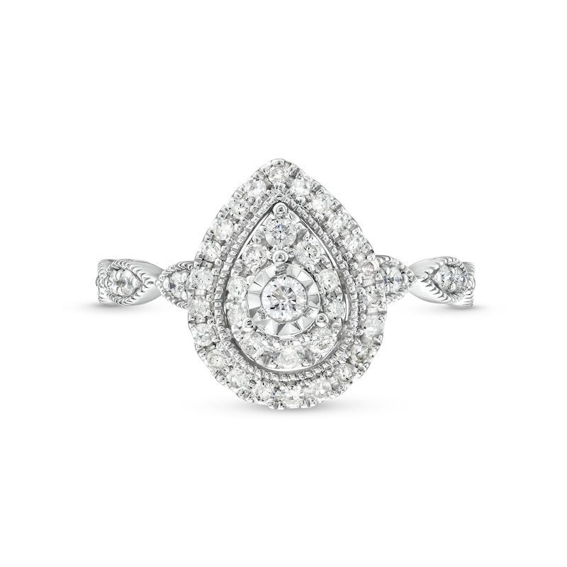 Main Image 4 of 1/2 CT. T.W. Pear Multi-Diamond Teardrop Frame Ring in 10K White Gold