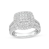 Thumbnail Image 1 of 1 CT. T.W. Princess-Cut Multi-Diamond Cushion Frame Vintage-Style Engagement Ring in 10K White Gold