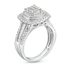 Thumbnail Image 3 of 1 CT. T.W. Princess-Cut Multi-Diamond Cushion Frame Vintage-Style Engagement Ring in 10K White Gold