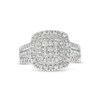 Thumbnail Image 4 of 1 CT. T.W. Princess-Cut Multi-Diamond Cushion Frame Vintage-Style Engagement Ring in 10K White Gold