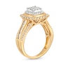 Thumbnail Image 3 of 1 CT. T.W. Princess-Cut Multi-Diamond Cushion Frame Vintage-Style Engagement Ring in 10K Gold