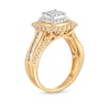 Thumbnail Image 2 of 1 CT. T.W. Princess-Cut Multi-Diamond Cushion Frame Vintage-Style Engagement Ring in 10K Gold