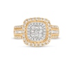 Thumbnail Image 3 of 1 CT. T.W. Princess-Cut Multi-Diamond Cushion Frame Vintage-Style Engagement Ring in 10K Gold