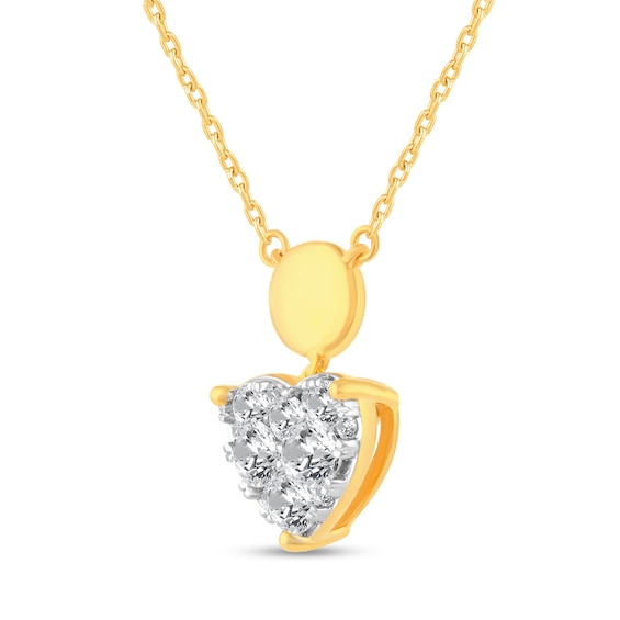1 CT. T.w. Heart Multi-Diamond Polished Bead Drop Necklace in 14K Gold