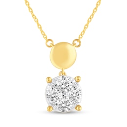1 CT. T.W. Multi-Diamond Polished Bead Drop Necklace in 14K Gold