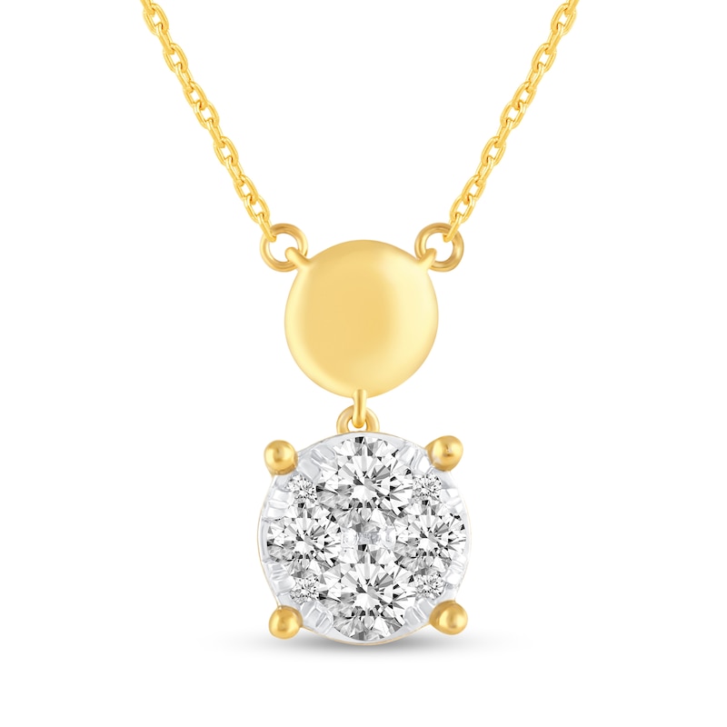 Main Image 1 of 1 CT. T.W. Multi-Diamond Polished Bead Drop Necklace in 14K Gold