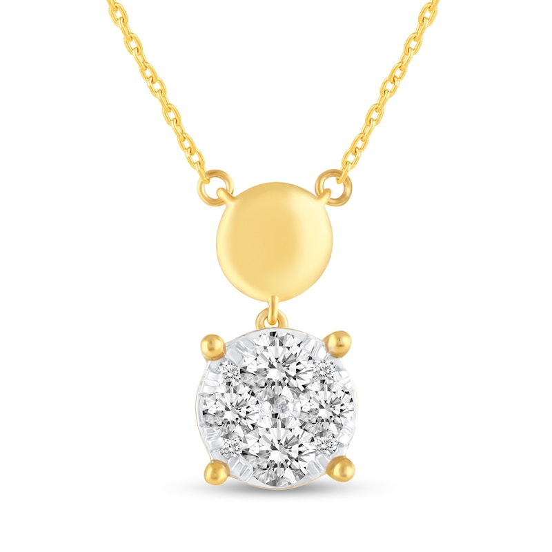 1 CT. T.W. Multi-Diamond Polished Bead Drop Necklace in 14K Gold | Zales