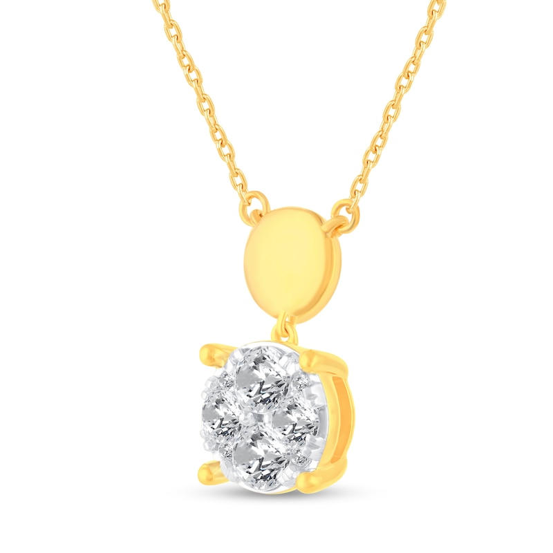 Main Image 2 of 1 CT. T.W. Multi-Diamond Polished Bead Drop Necklace in 14K Gold