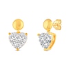 Thumbnail Image 1 of 1 CT. T.W. Heart Multi-Diamond Polished Bead Dangle Drop Earrings in 14K Gold