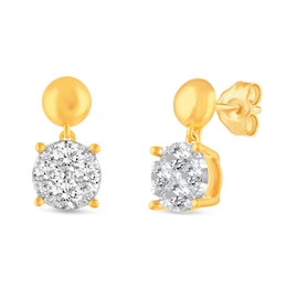 1 CT. T.W. Multi-Diamond Polished Bead Dangle Drop Earrings in 14K Gold