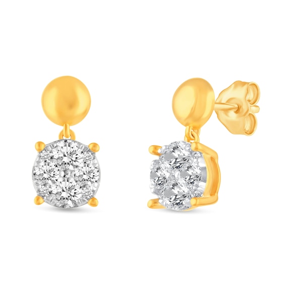 1 CT. T.w. Multi-Diamond Polished Bead Dangle Drop Earrings in 14K Gold