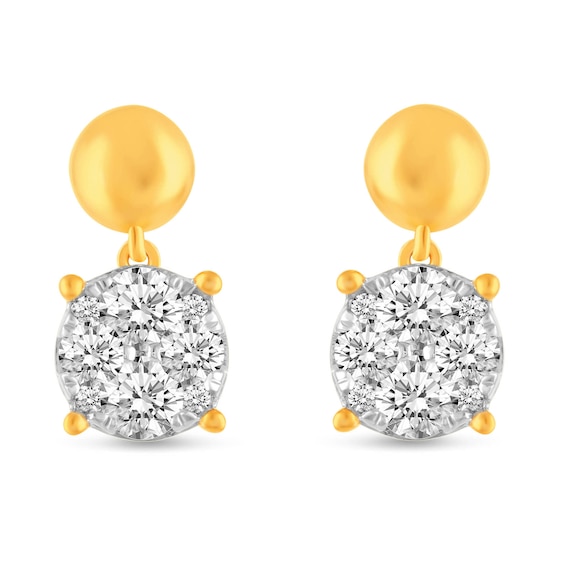 1 CT. T.w. Multi-Diamond Polished Bead Dangle Drop Earrings in 14K Gold