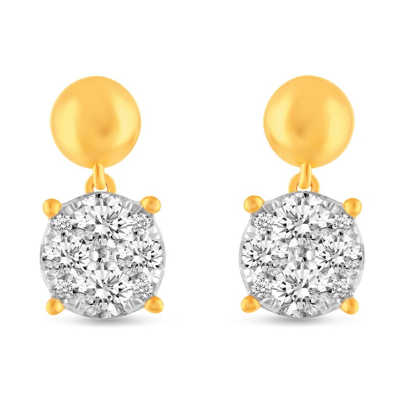 1 CT. T.W. Multi-Diamond Polished Bead Dangle Drop Earrings in 14K Gold