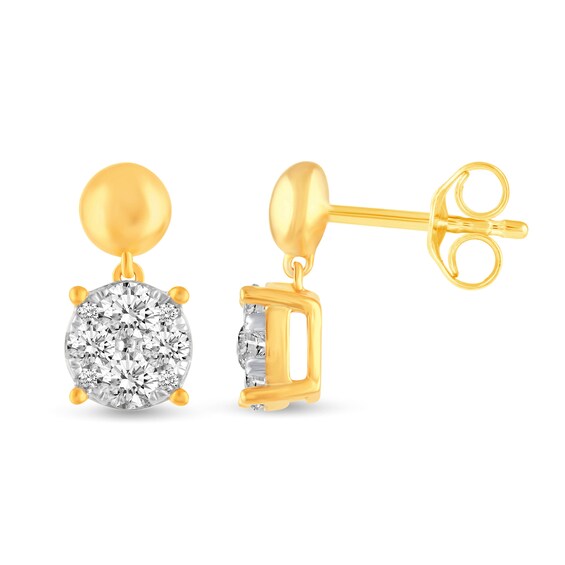1 CT. T.w. Multi-Diamond Polished Bead Dangle Drop Earrings in 14K Gold