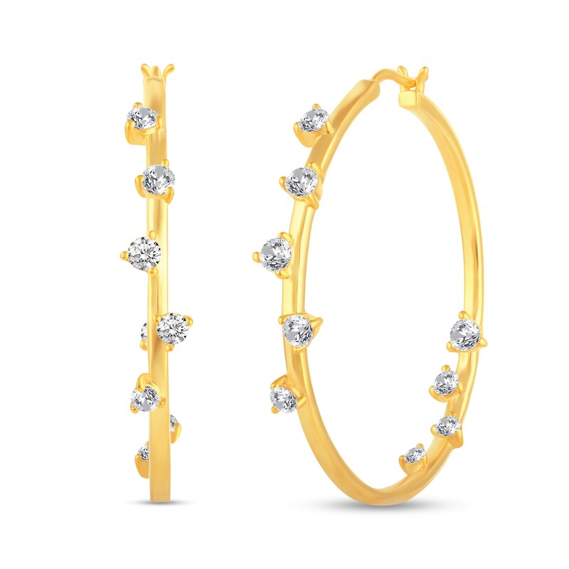Main Image 1 of 1-1/2 CT. T.W. Diamond Bubbles Inside-Out Hoop Earrings in 14K Gold