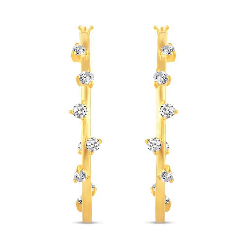 Main Image 2 of 1-1/2 CT. T.W. Diamond Bubbles Inside-Out Hoop Earrings in 14K Gold