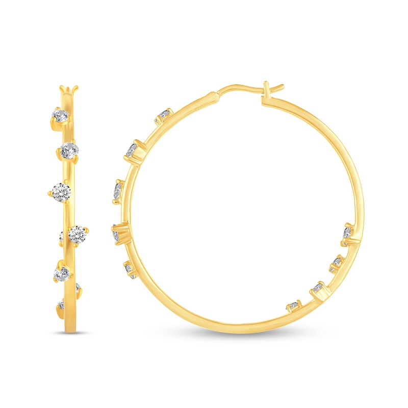 Main Image 3 of 1-1/2 CT. T.W. Diamond Bubbles Inside-Out Hoop Earrings in 14K Gold