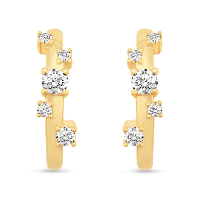 Main Image 2 of 1/3 CT. T.W. Diamond Bubbles Huggie Hoop Earrings in 14K Gold