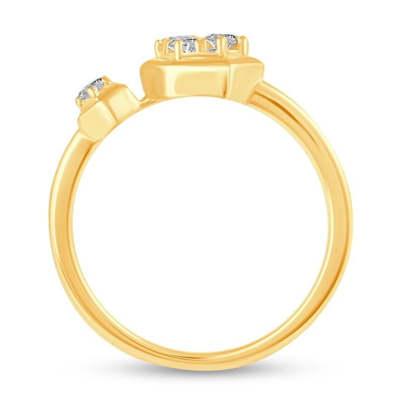 Main Image 2 of 1/3 CT. T.W. Diamond Hexagon Duo Ring in 14K Gold