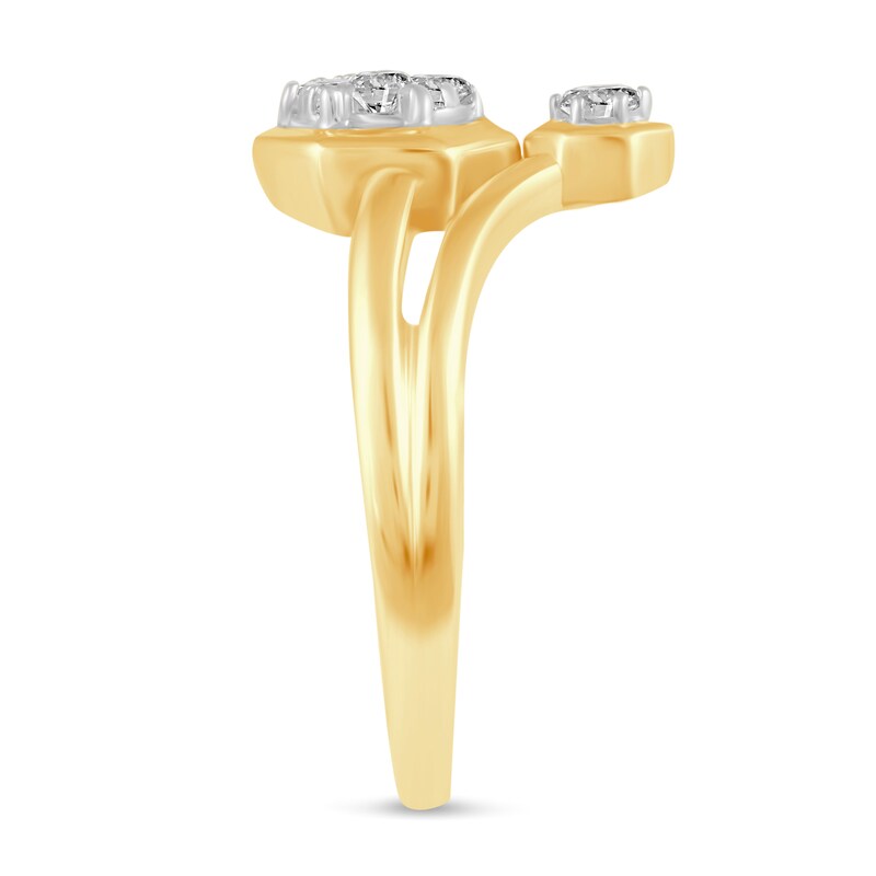 Main Image 3 of 1/3 CT. T.W. Diamond Linear Hexagon Duo Ring in 14K Gold