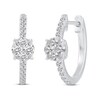 Thumbnail Image 1 of 1/2 CT. T.W. Multi-Diamond center Huggie Hoop Earrings in 14K White Gold