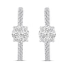 Thumbnail Image 2 of 1/2 CT. T.W. Multi-Diamond center Huggie Hoop Earrings in 14K White Gold